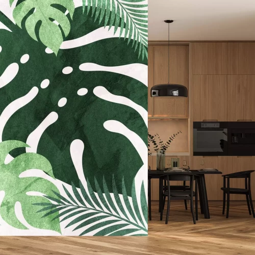 Sticker Exotische bladeren in groene tinten