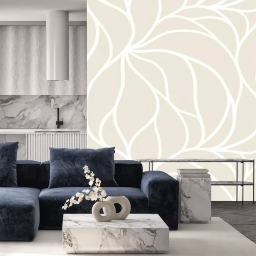 Sticker Geometrische bladeren in beige