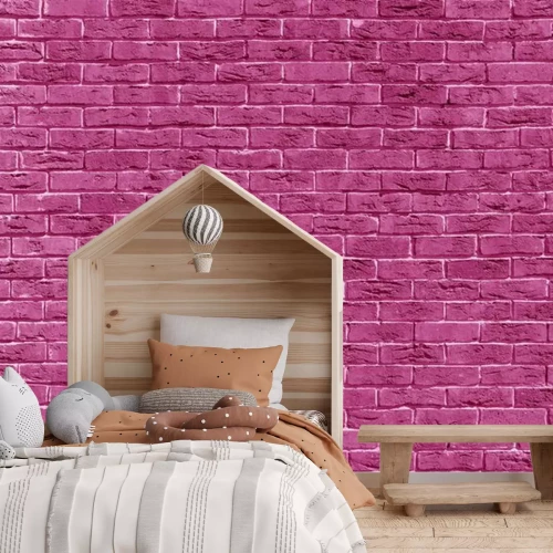 Fotobehang Fuchsia bakstenen