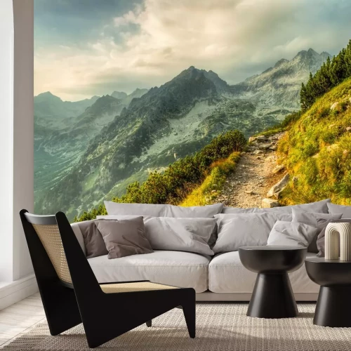 Fotobehang Pad op de berghelling