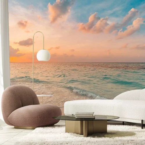 Fotobehang Zee golven in het ochtendlicht