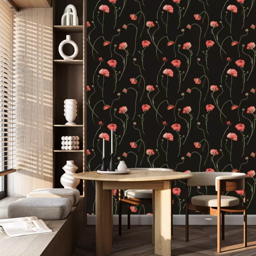 Behang Delicate wilde bloemen