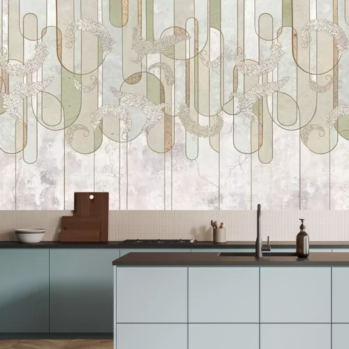 Fotobehang Geometrische figuren en bladeren