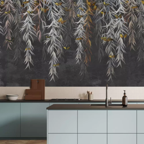 Fotobehang Hangplanten en vlinders