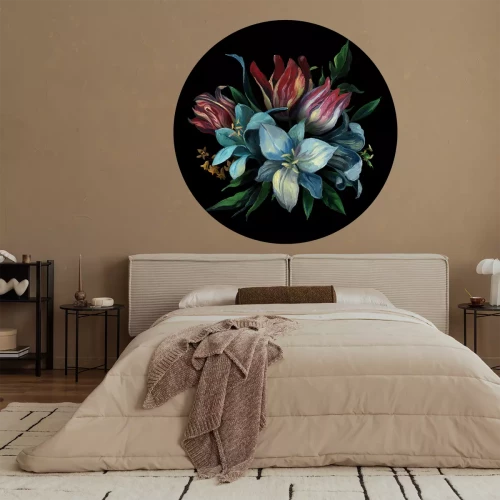 Sticker Decoratieve cirkel met bloemen