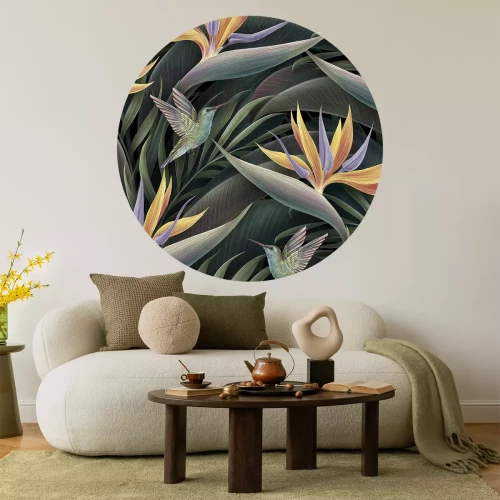 Sticker Wilde strelitzia en kolibries