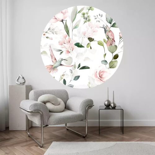 Sticker Kolibries tussen de bloemen