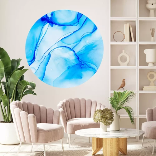 Sticker Rond patroon van blauwe waterverf