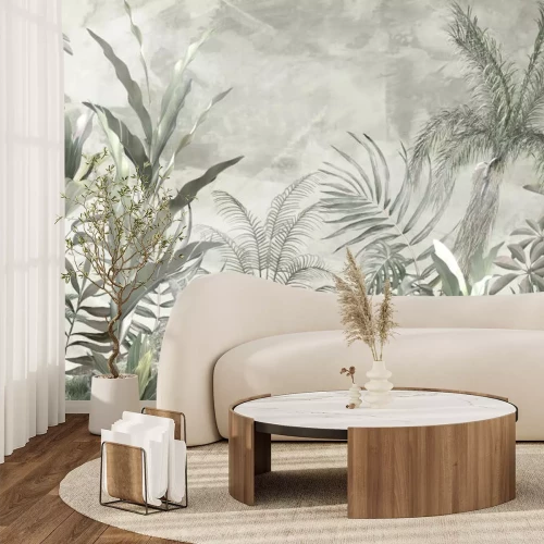 Fotobehang Exotische bomen en bladeren van groene planten