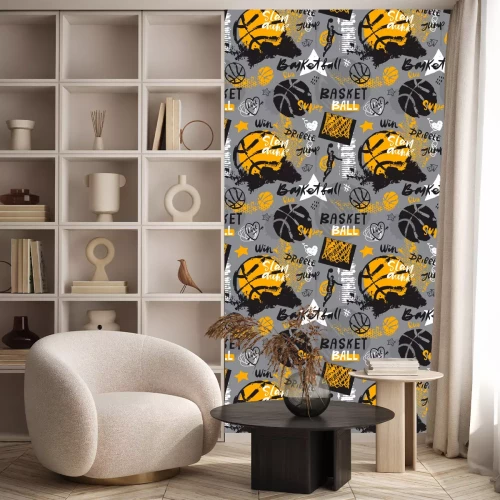 Behang Basketbal - sportpatroon in grunge stijl