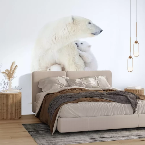 Fotobehang IJsbeer met welpen