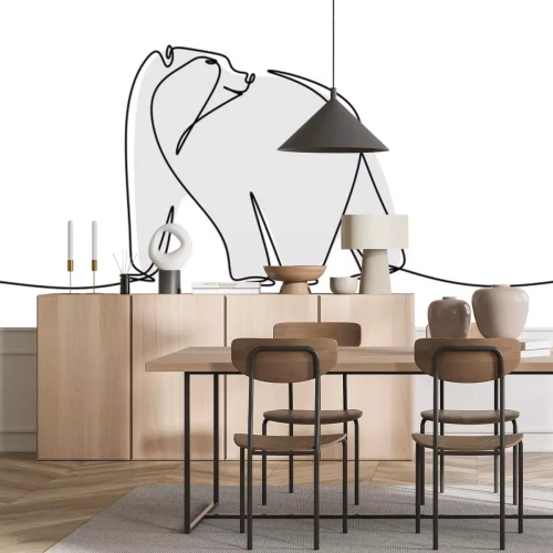 Fotobehang Beerillustratie in lijntekeningenstijl