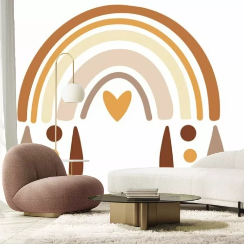 Sticker Boho regenboog in bruintinten
