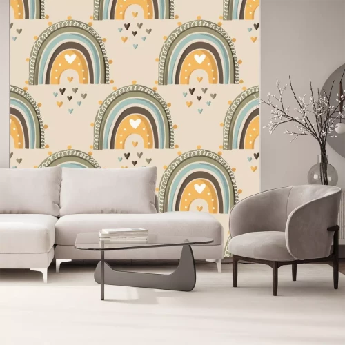 Sticker Patroon met regenbogen in scandinavische stijl