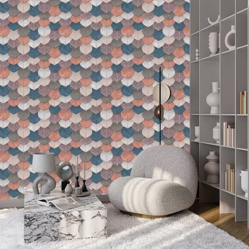 Behang Geometrisch patroon dat een steenstructuur imiteert