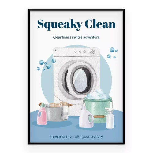 Poster Poster template with laundry day concept,watercolor style