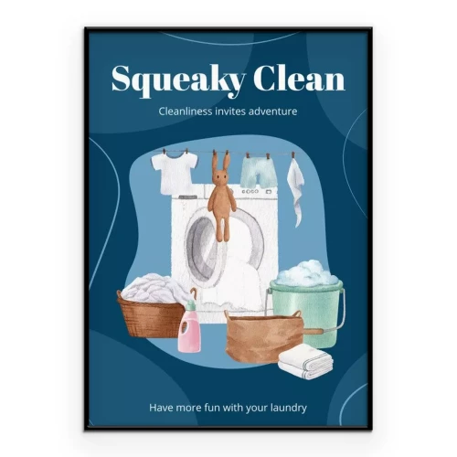 Poster Poster template with laundry day concept,watercolor style