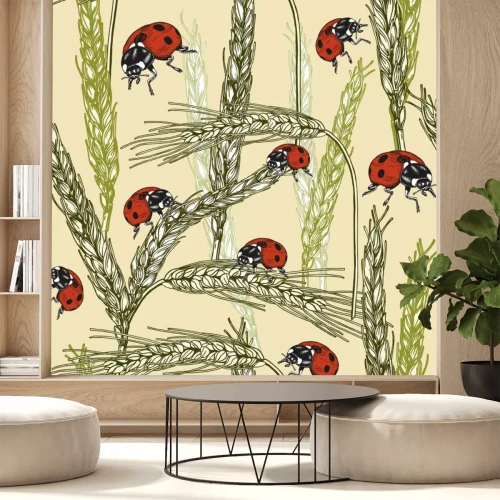 Sticker Lieveheersbeestjes op graanaren