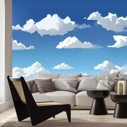 Sticker Blauwe lucht en wolken