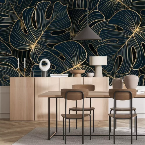 Fotobehang Monstera bladpatroon