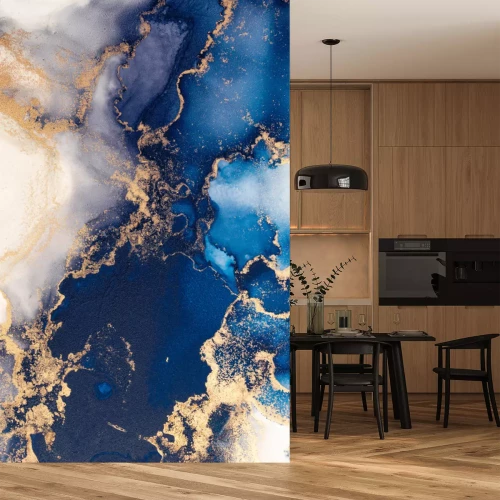 Sticker Marble ink abstract art from exquisite original painting for abstract background . Painting was painted on high quality paper texture to create smooth marble background pattern of kintsuki ink art .