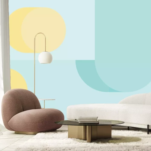 Fotobehang Mint en marine kleurblokken