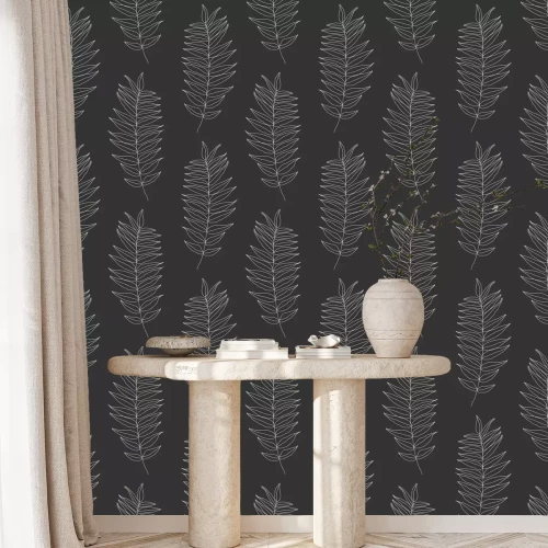 Behang Botanisch lijntekeningenpatroon