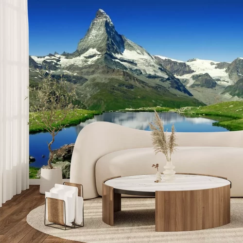 Fotobehang Groene vegetatie en bergen