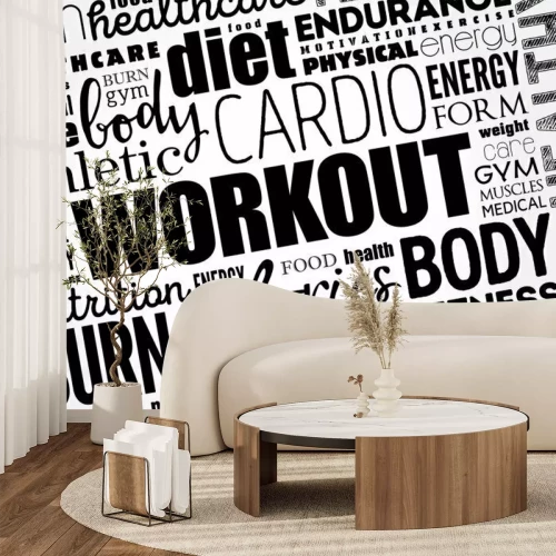 Fotobehang Zwart-wit typografie voor sportzaal