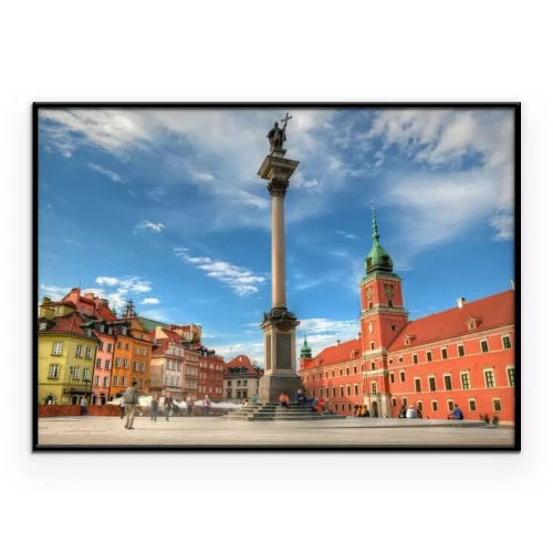 Poster Het Oude Stadsplein van Warschau op een heldere dag.