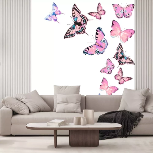 Sticker Een tros roze vlinders