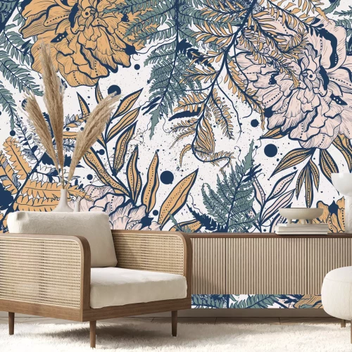 Fotobehang Plantengroei in de regen