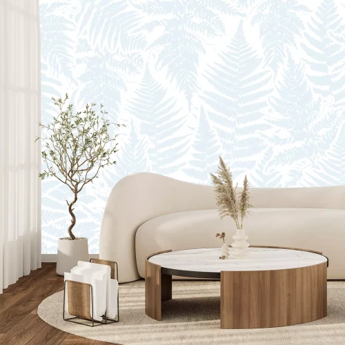 Fotobehang Bladerig aquamarijn