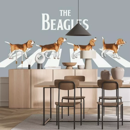Fotobehang Beagle op een zebrapad
