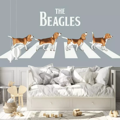 Fotobehang Beagle op een zebrapad