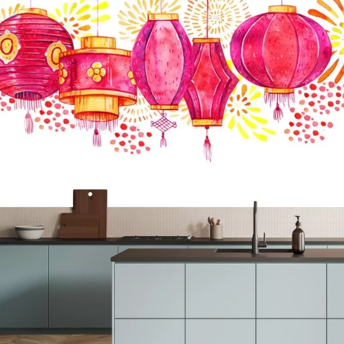 Sticker Rode papieren lantaarns