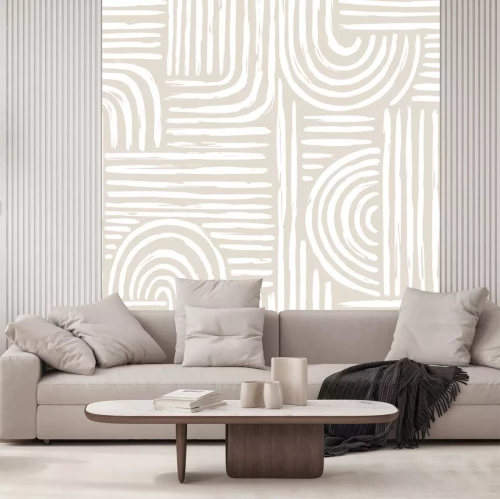 Sticker Witte abstractievormen op beige achtergrond