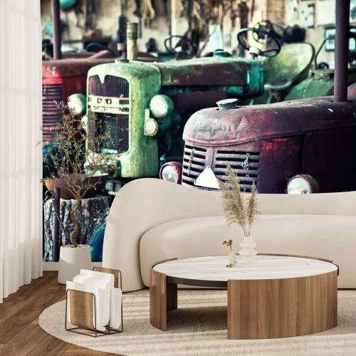 Fotobehang Oude, vervallen tractoren