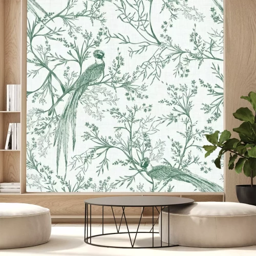 Sticker Groene tuin met vogels