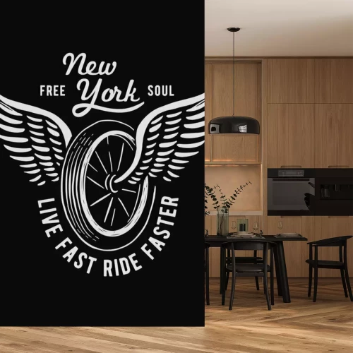 Sticker Wheel and wings in vintage style. Emblem, symbol, for t-shirt graphic, posters and other uses.