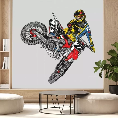 Sticker Motocross rider jumping riding the motocross bike vector