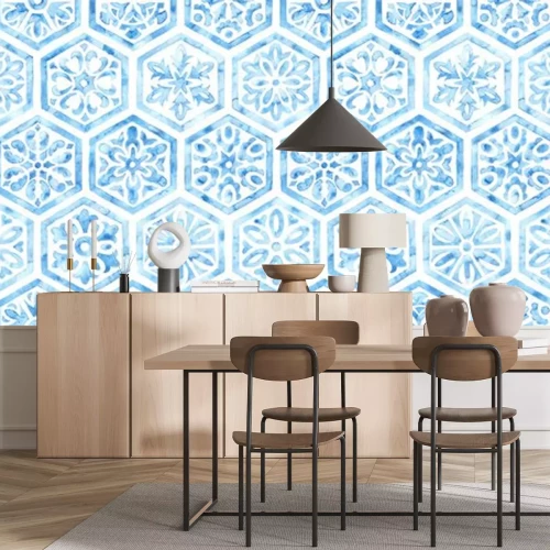 Sticker Zeshoekig Marokkaans waterverfornament