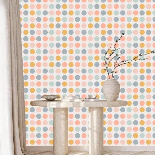 Behang Retro pastel stippen-esthetiek
