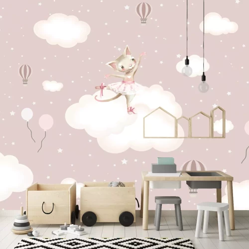 Fotobehang Dansende dieren op wolken