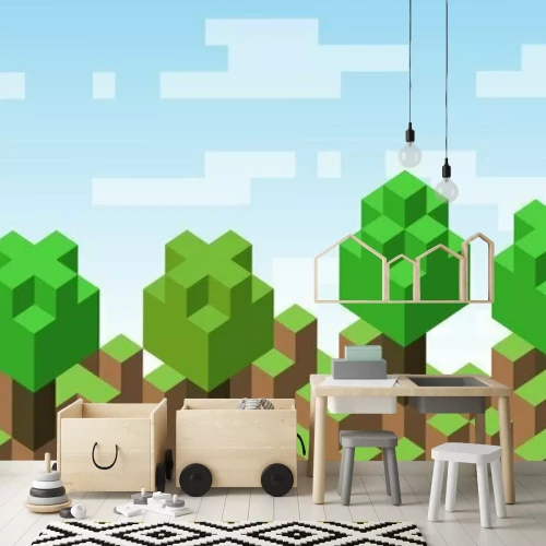Fotobehang Minecraft-bomen