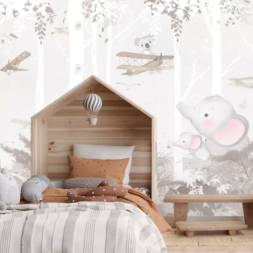 Fotobehang Sprookjesachtige dieren tussen de bomen