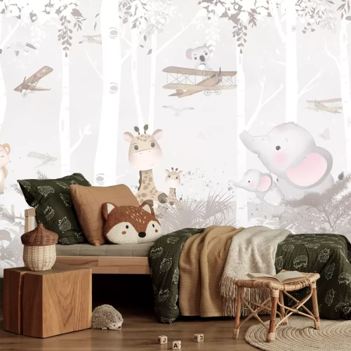 Fotobehang Sprookjesachtige dieren tussen de bomen