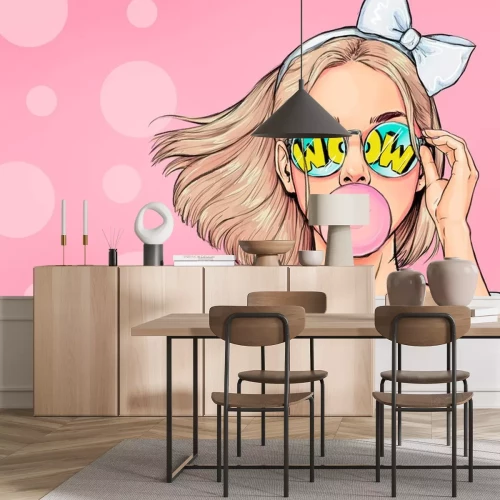 Sticker Een meisje met een sjaal in haar haar