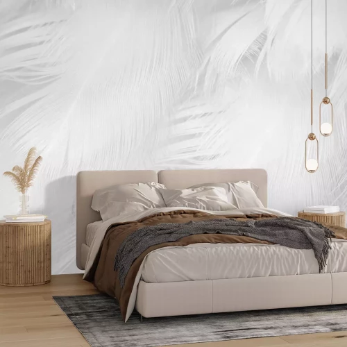 Fotobehang Fijne witte veren