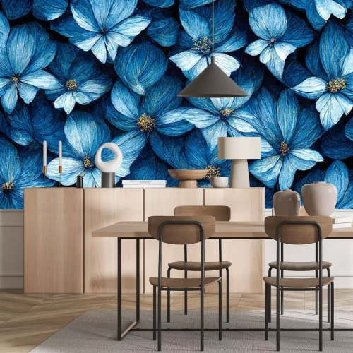 Fotobehang Patroon met blauwe bloemen